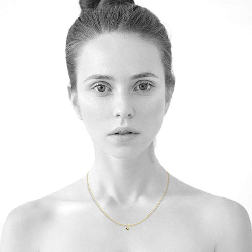 Initials Brick Alphabet Letter Necklace Gold Layered Steel Jewellery